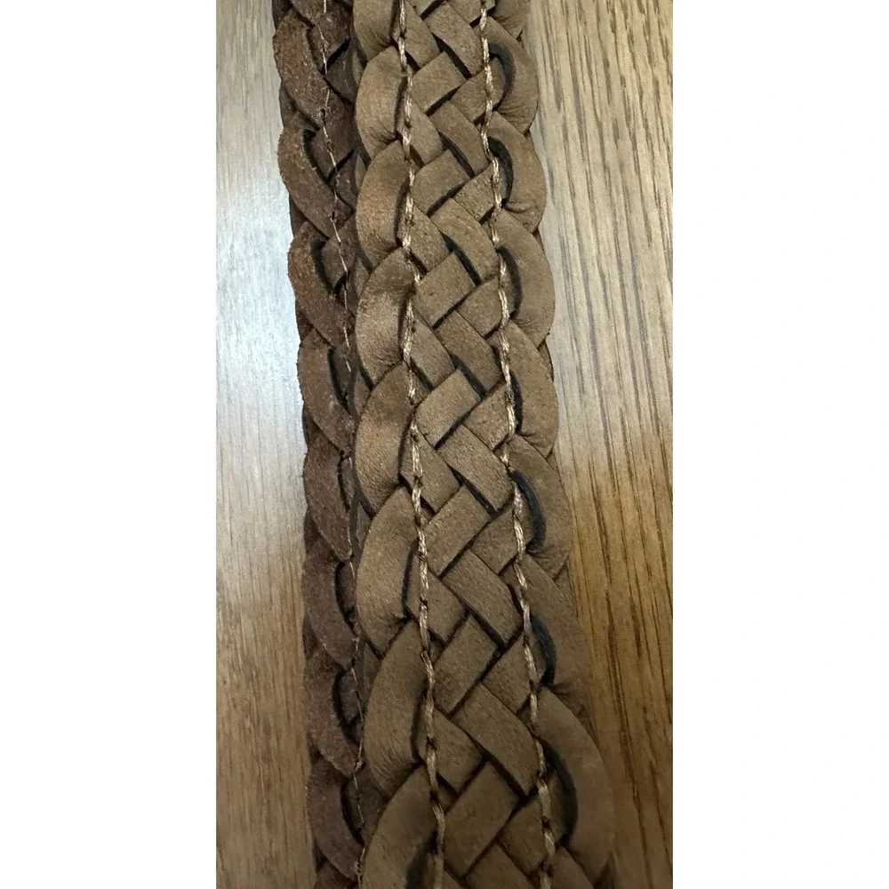 Tommy Bahama Braided Leather Belt Brown Size Small 30-32 Woven NEW